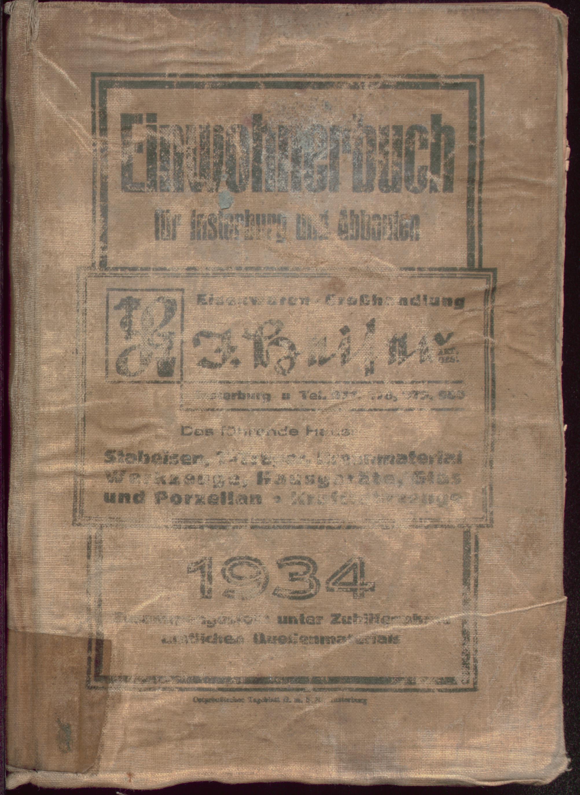 Einwohnerbuch für Insterburg mit Abbauten 1934